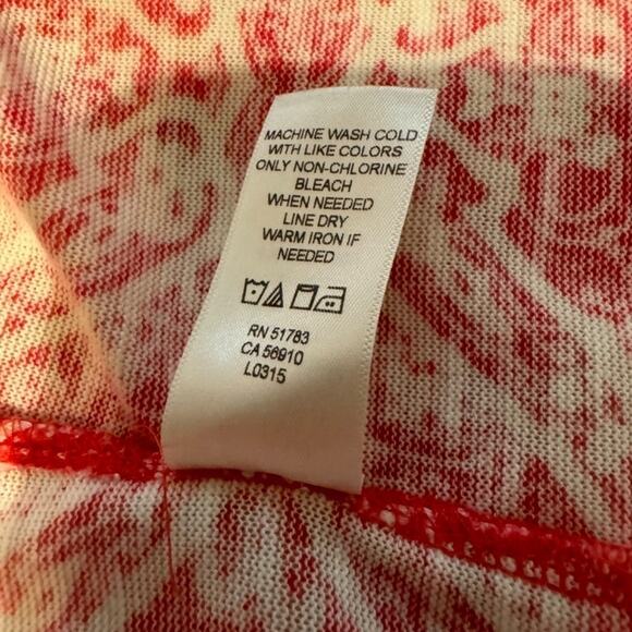 Maurices cardigan coral and white pattered short sleeve open front sweater Sz M - Picture 9 of 9